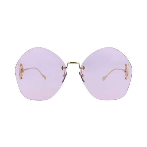 Gucci Round Frame Metal Sunglasses 'Gold/Violet'