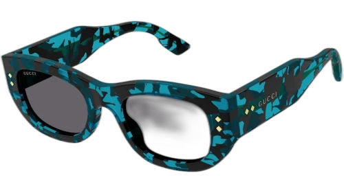 Gucci Tortoise Rectangle Frame Sunglasses Havana/Black/Turquoise (GG1215S-001-FR)