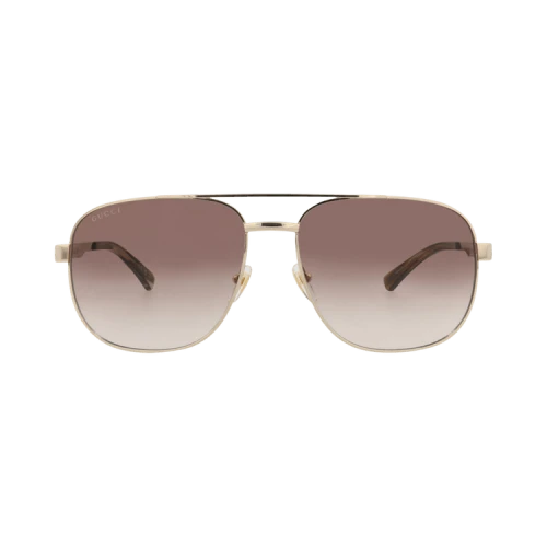 Gucci Aviator-Frame Metal Sunglasses Gold Gold Brown (GG1223S-30013480-003)