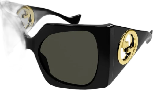 Gucci Oversized Sheild Sunglasses Black/Gold (GG1255S-001)