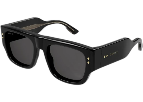Gucci Rectangular Sunglasses Black Black Grey/Black Black Grey (GG1262S-001-54)