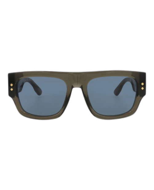 Gucci Square-Frame Recycled Acetate Sunglasses Grey Grey Blue (GG1262S-30013828-003)