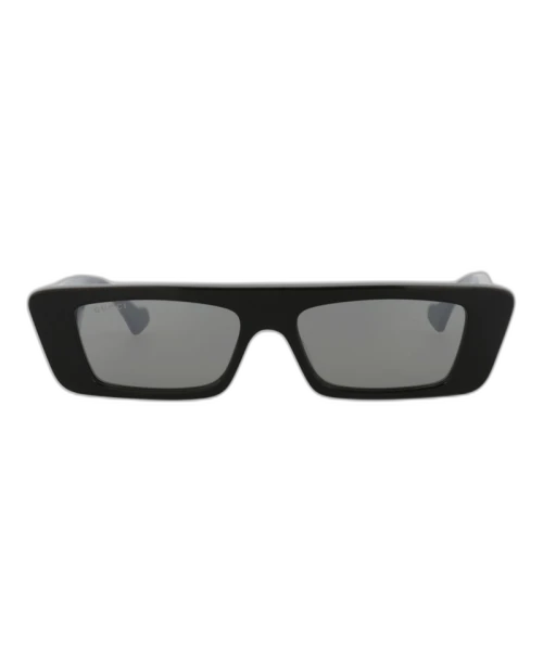 Gucci Square-Frame Recycled Acetate Sunglasses Black Grey Silver (GG1331S-30013890-005)