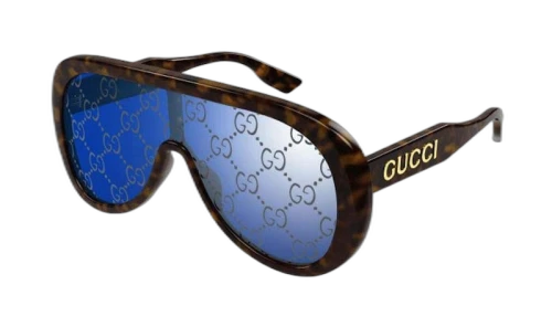 Gucci Oversized Tortoise Mask Frame Sunglasses Havana/Blue (GG1370S-002-99)