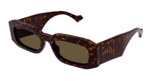 Gucci Tortoise Rectangle Frame Sunglasses Dark Havana/Brown (GG1426S-002-FR)