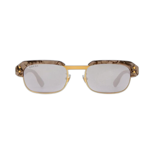 Gucci Rectangular Frame Sunglasses 'Brown/Silver'