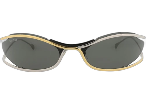 Gucci Shield-Frame Metal Sunglasses Gold Gold Grey (GG1487S-30014514-001)