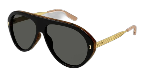 Gucci Tortoise Acetate Aviator Frame Sunglasses Havana/Black/Grey (GG1515S-001-FR)