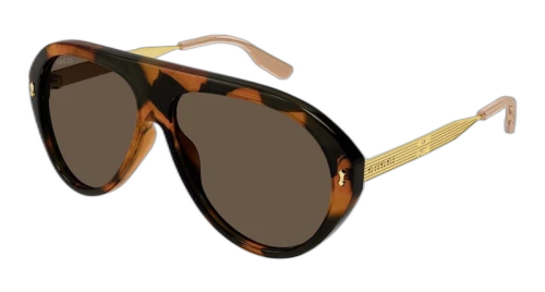 Gucci Tortoise Acetate Aviator Frame Sunglasses Havana/Gold (GG1515S-002-FR)