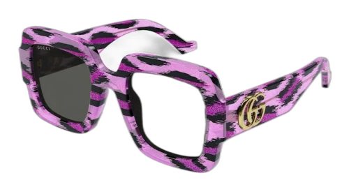 Gucci Oversized Square Frame Sunglasses Fuchsia Leopard/Grey (GG1547S-003-FR)