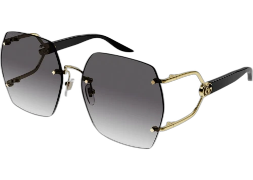 Gucci Square Sunglasses Gold Black Grey (GG1562S-001-62)