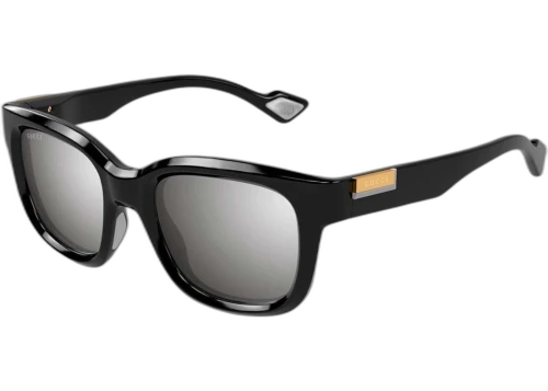 Gucci Rectangular Sunglasses Black Black Grey/Mirror (GG1621SA-001)