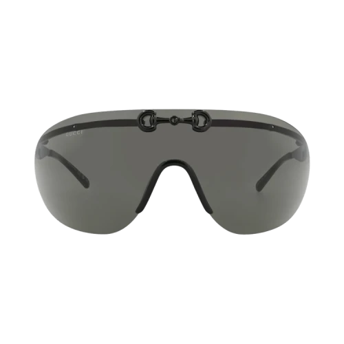 Gucci Shield-Frame Metal Sunglasses Black Black Grey (GG1656S-30015365-001)