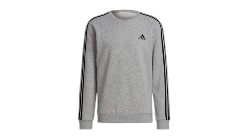 adidas Essentials Fleece 3-Stripes Sweatshirt Medium Grey Heather Black