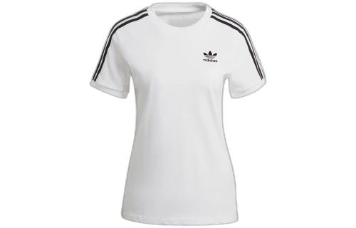 adidas originals 3 Stripes Tee Sports Training Stripe Round Neck Short Sleeve White T-Shirt (Women's)