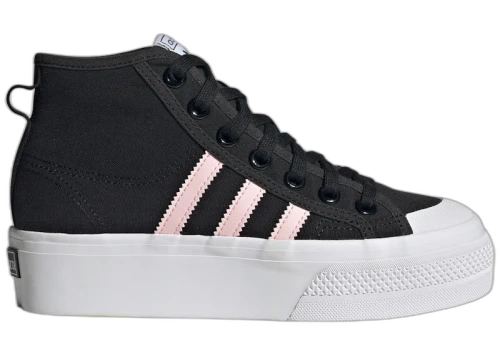 adidas Nizza Platform Mid Core Black Clear Pink Cloud White (GS)