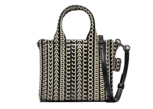 Marc Jacobs The Monogram Leather Micro Tote Black/White