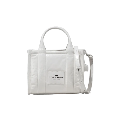 Marc Jacobs Shiny Crinkle Leather Small Tote Bag White