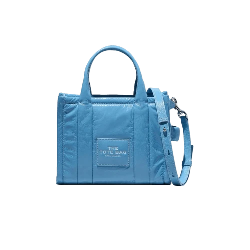Marc Jacobs Shiny Crinkle Leather Small Tote Bag Air Blue