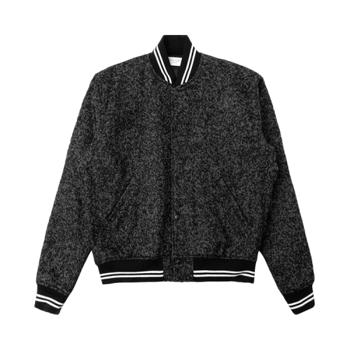 John Elliott Cropped Baseball Jacket 'Charcoal Tweed'