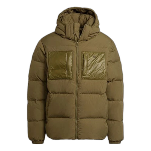 adidas originals Down Regen Puff Pocket Splicing Solid Color Sports Hooded Down Jacket