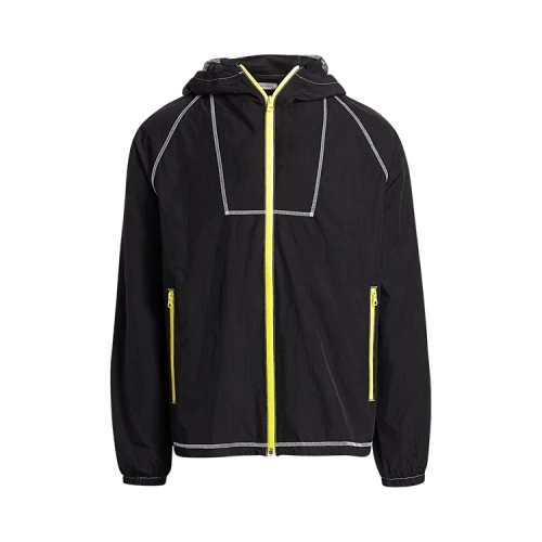 John Elliott High Shrunk Full Zip Hooded Jacket 'Black/Yellow'