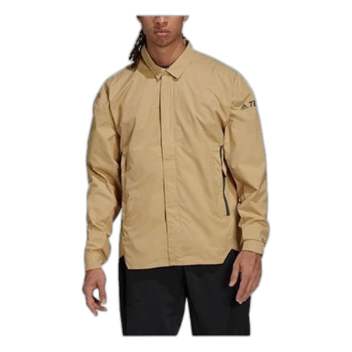 adidas Terrex C Myshelter W.r Logo Stripe Printing Lapel Jacket Khaki