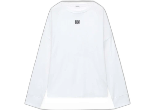 LOEWE Oversized Fit Long Sleeve T-Shirt in Cotton White