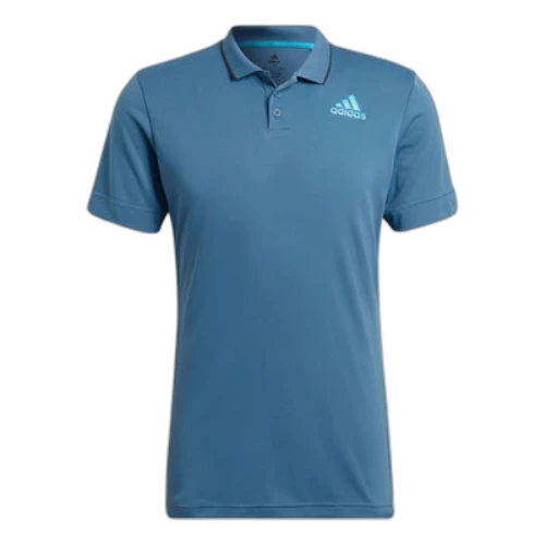 adidas Gameset Logo Printing Solid Color Tennis Sports Short Sleeve Blue Polo Shirt