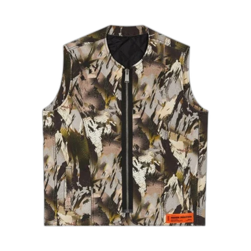 Heron Preston Camo Zip Up Military Vest 'Camou Green'