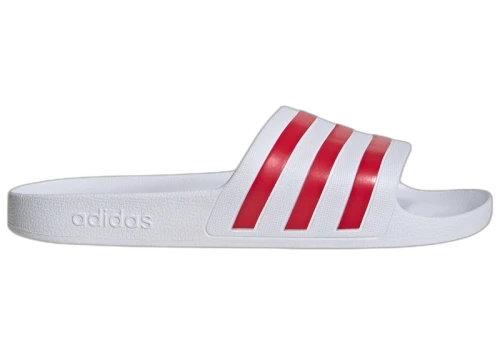 adidas Adilette Aqua Slides White Team Collegiate Red