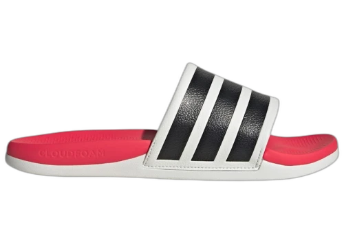 adidas Adilette Comfort 2.0 Slides White Black Lucid Red