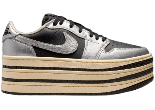 Jordan 1 Low Triple Stack Metallic Silver Black (Women's)