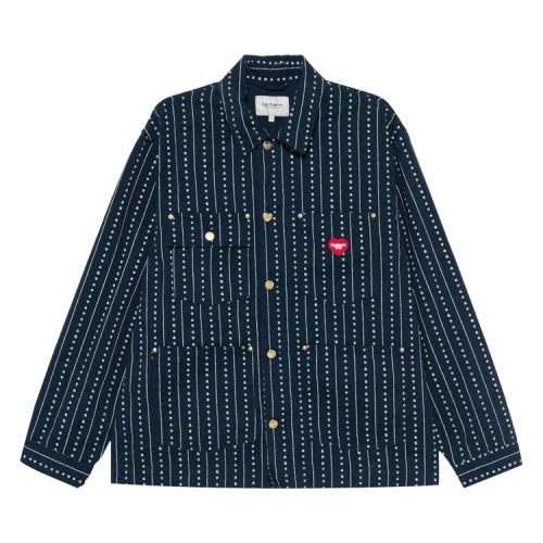 Carhartt WIP Drewe Chore Coat 'Ink/Natural Heart C Pinstripe'
