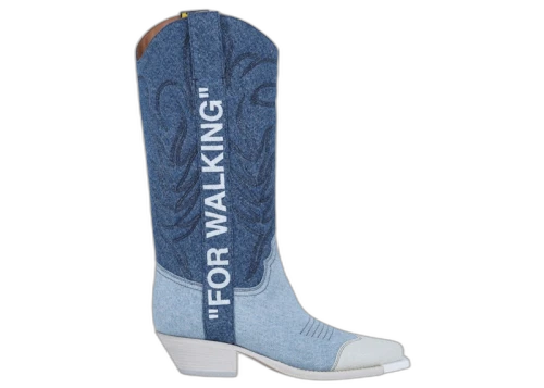 OFF-WHITE Denim Cowboy Boot For Walking Bleach White (Women's)
