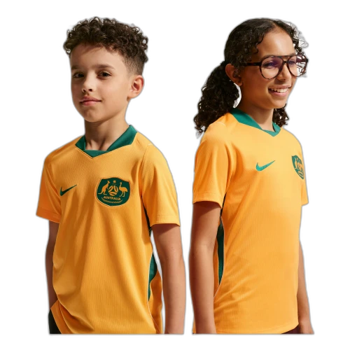 (GS) Nike Australia 2026 Stadium Home Dri-FIT Soccer Jersey ' Sport Gold Mystic Green Sail'