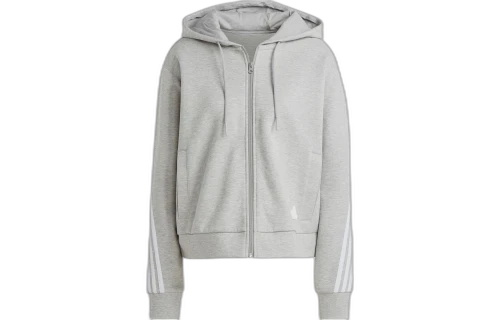 Adidas Future Icons 3 Stripes Full Zip Hoodie Medium Grey Heather