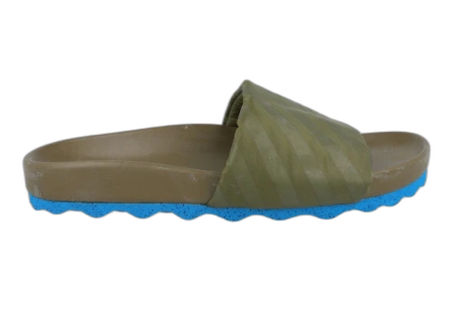 Off-White OFF WHITE Diag Strip Slides Green Blue