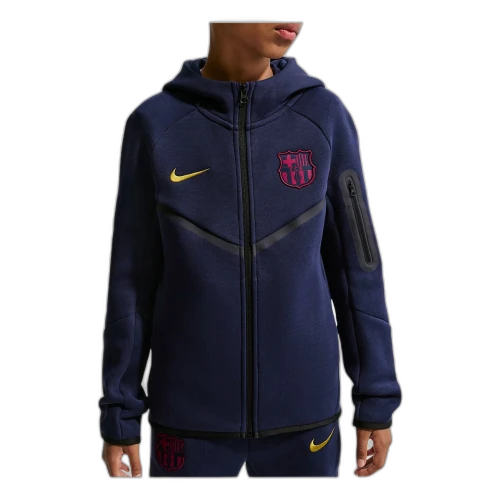 (GS) Nike x F.C. Barcelona Tech Fleece Full-Zip Hoodie 'Blackened Blue Mineral Yellow'