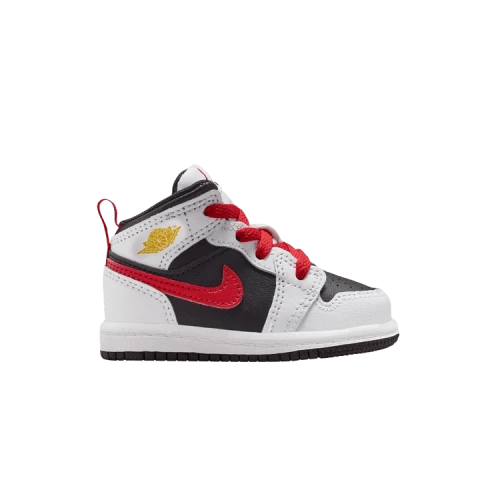 Jordan 1 Mid Black White Speed Red (TD)