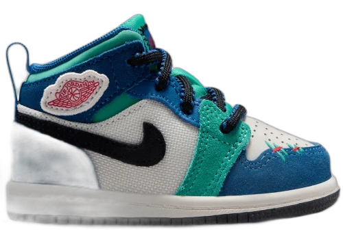 Jordan 1 Mid SE True Blue Kinetic Green Red (TD)