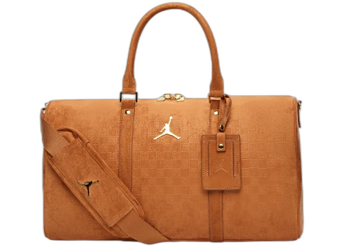 Jordan Suede Monogram 25L Duffel Bag Cognac