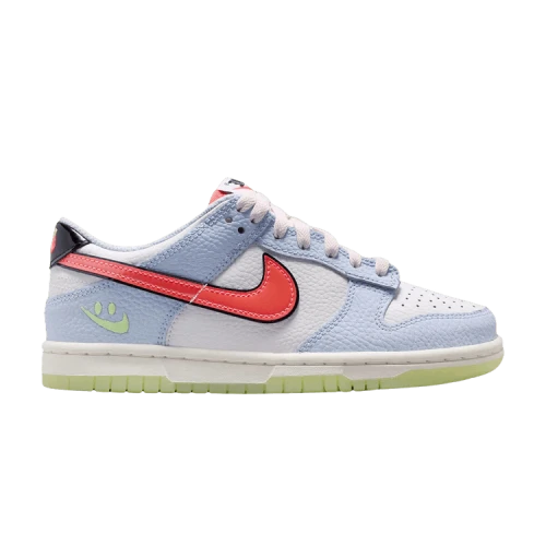 Nike Dunk Low Smiley Swoosh White Hydrogen Blue Crimson (GS)