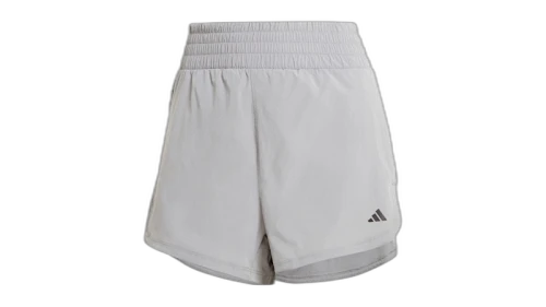 adidas Women's Pacer Stretch-Woven Zipper Pocket Lux Shorts Grey Three