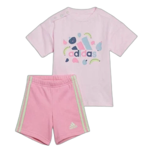 (TD) adidas Essentials Allover Print T-shirt Set Asia Sizing 'Pink'