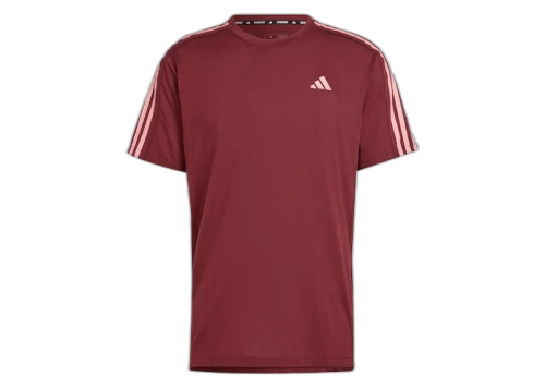 adidas Own the Run 3-Stripes Tee Shadow Red