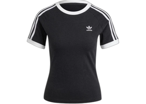 adidas Women's 3-Stripes Slim Raglan T-Shirt Black Melange
