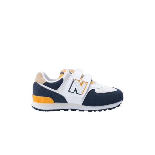 New Balance 574 Toddler Wide 'White Navy Yellow'