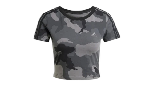 adidas Women's Essentials 3-Stripes Camo Print Baby T-Shirt Black