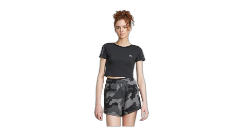 adidas Women's Essentials 3-Stripes Camo Print Baby T-Shirt Black/White